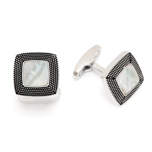 Link Up Granulated Soft Square Gemstone Inlay Cufflinks In Metallic