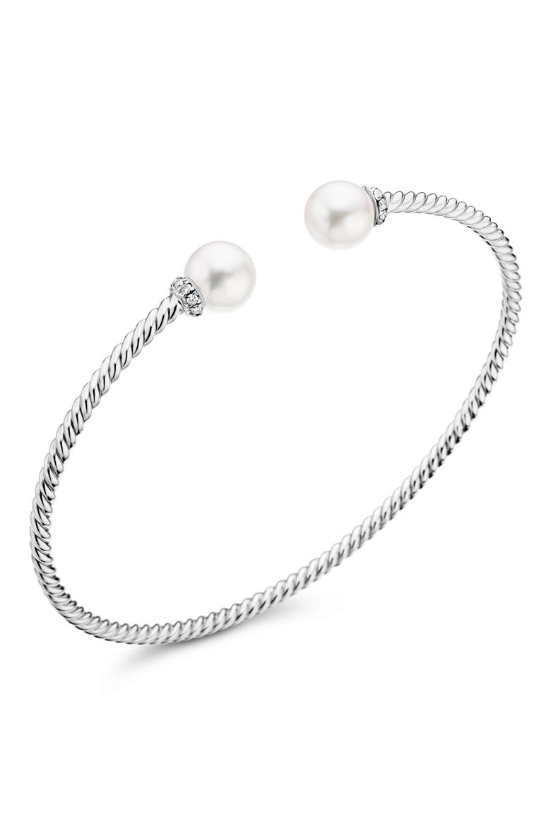 Solari Pearl Bracelet with Diamonds in 18K Gold, Alternate, color, WHITE GOLD/ DIAMOND/ PEARL
