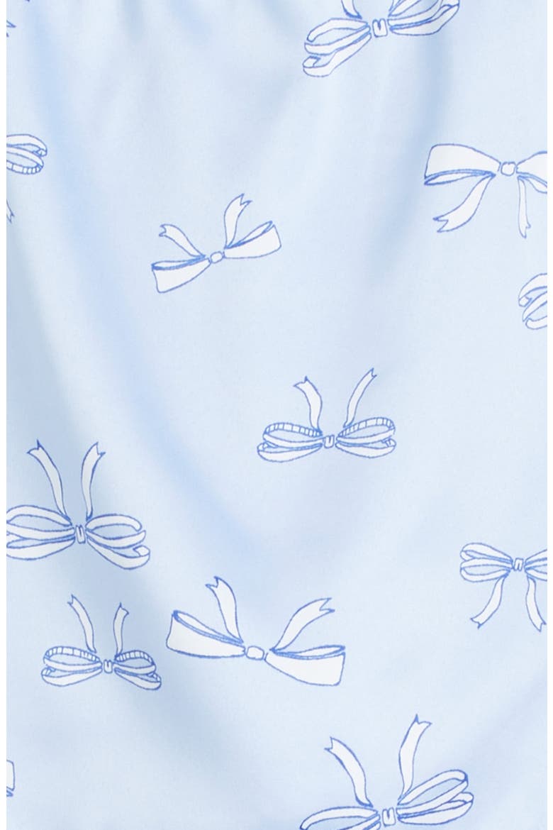 Kids' Bow Trim Satin Short Pajamas, Alternate, color, BLUE DAZZLE BOWS