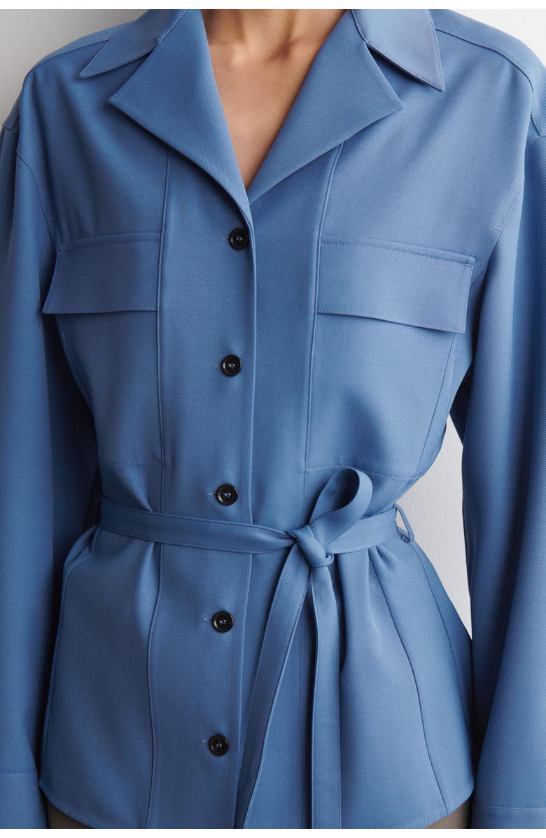 COS Belted Merino Wool Blend Utility Shirt, Alternate, color, Blue