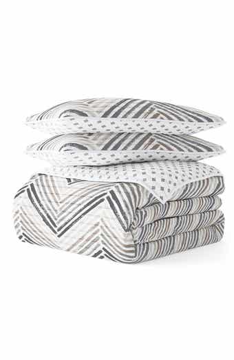All Season Diamond Chevron Reversible Down Alternative Quilt & Sham Set