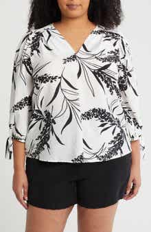 Renee C Floral Print V-Neck Shirt