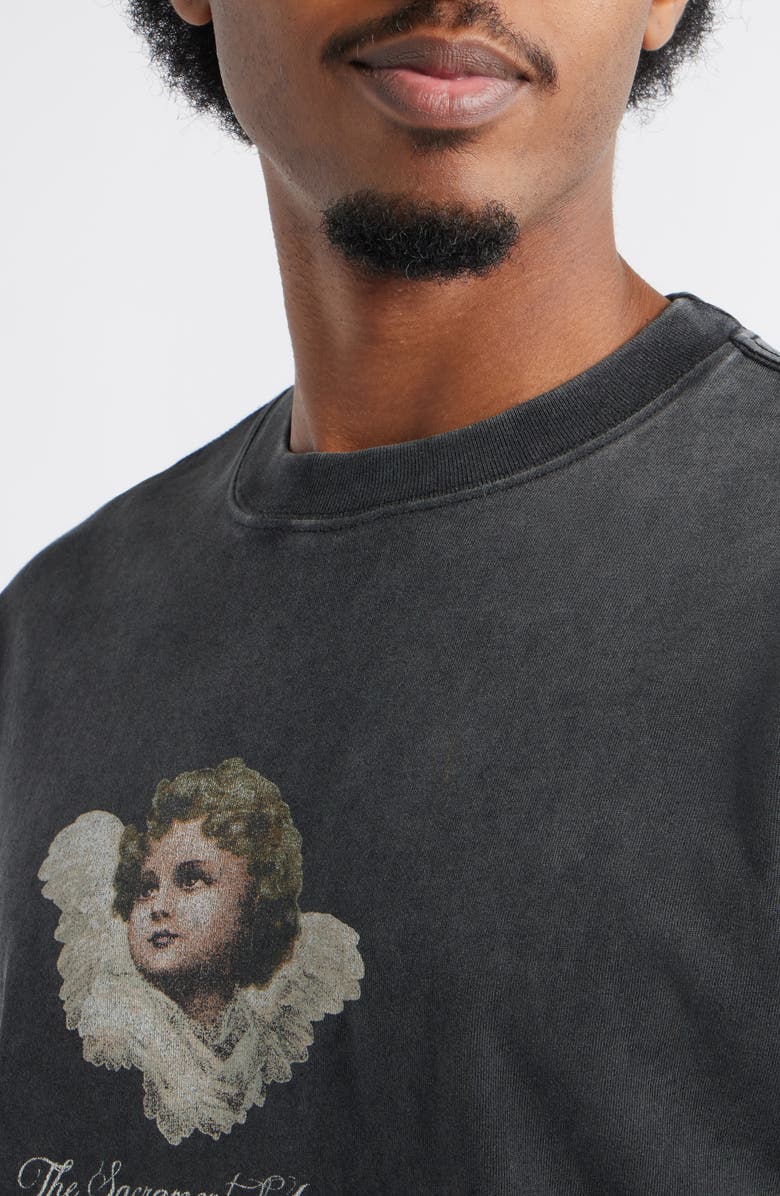 ID Supply Co Floral Cherub Graphic T-Shirt, Alternate, color, Washed Black