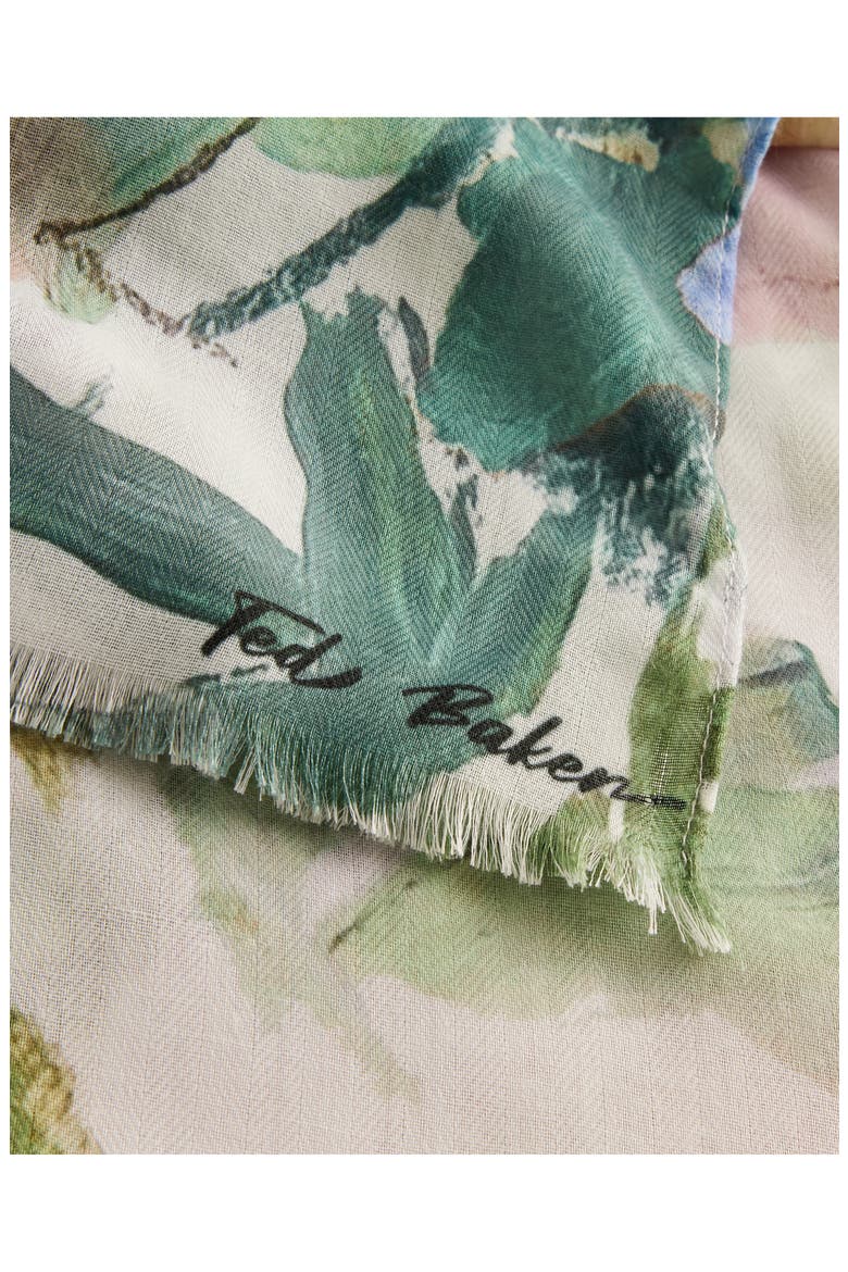 Audrey's Floral Scarf, Alternate, color, WHITE/ GREEN FLORAL