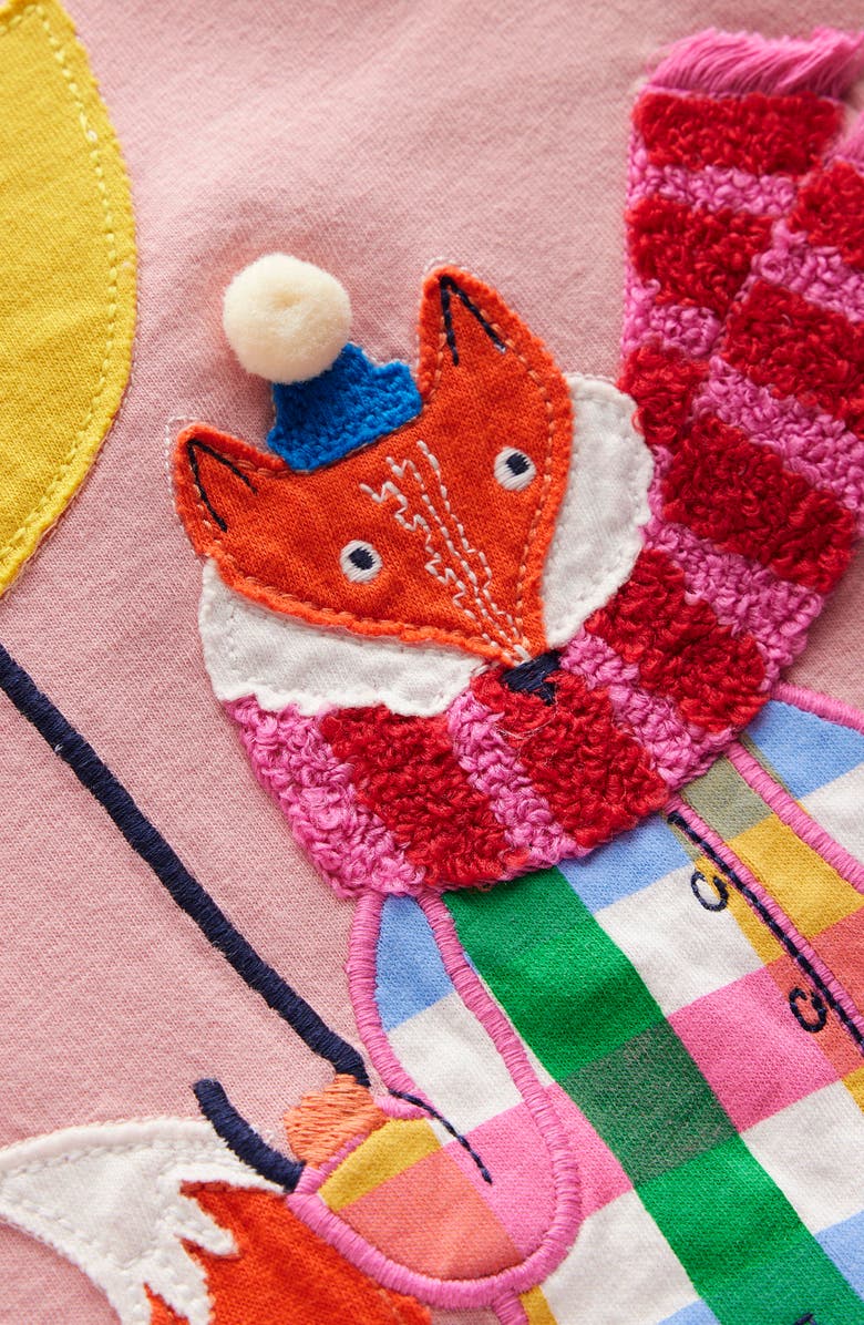 Mini Boden Kids' Appliqué Cotton Jersey T-Shirt, Alternate, color, Vintage Pink Weather Fox