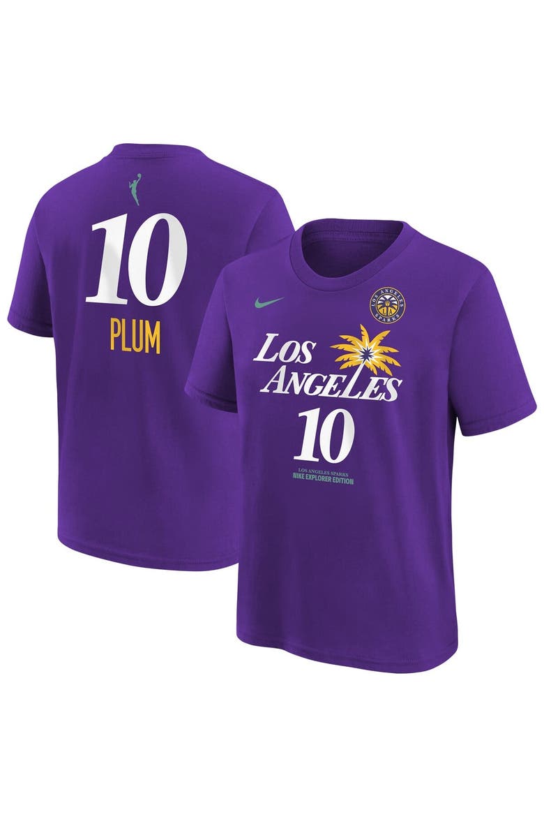 Youth Nike Kelsey Plum Purple Los Angeles Sparks Explorer Edition Name & Number T-Shirt, Main, color, Purple