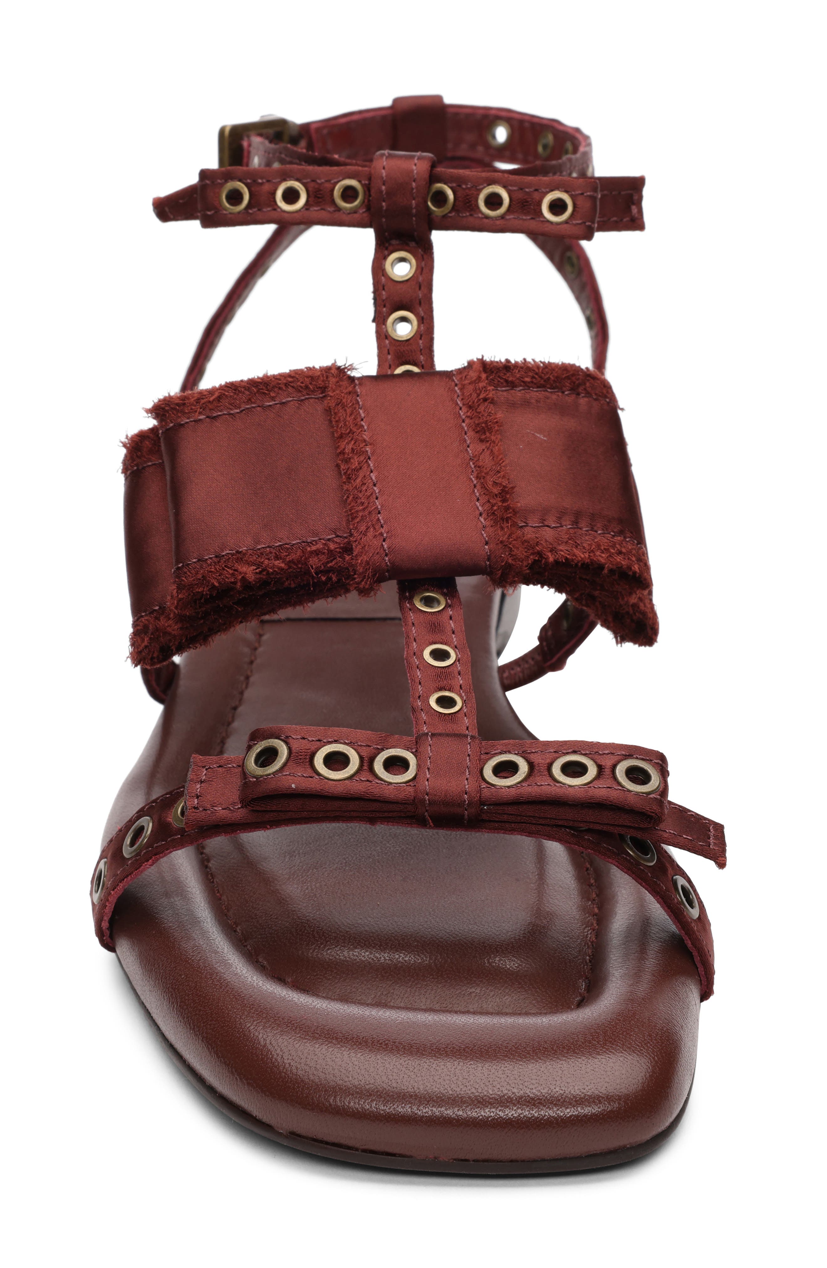 Ash Rachel Studded Ankle Strap Slide Sandal, Alternate, color, Marsala