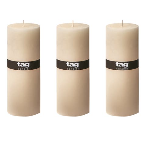 Ivory Pillar Candles Unscented Drip-Free Long Burning Set