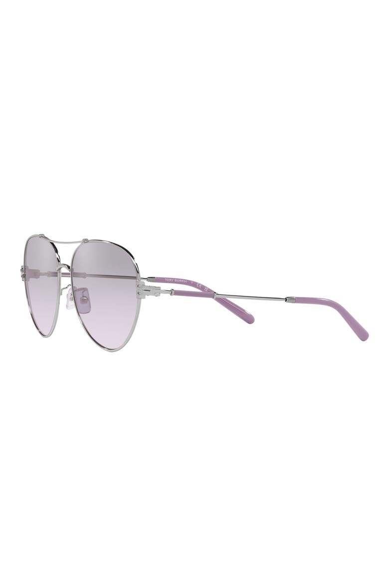 58mm Gradient Mirrored Pilot Sunglasses, Alternate, color, VIOLET