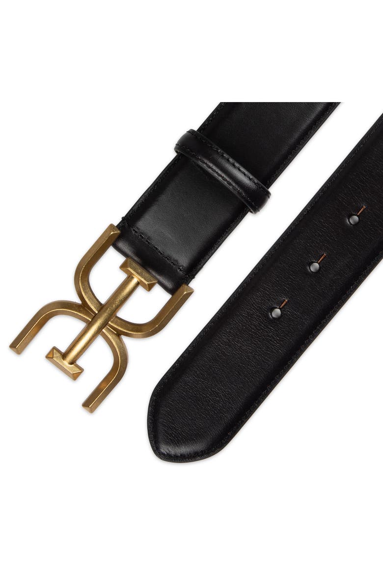 Sam Edelman Logo Buckle Leather Belt, Alternate, color, Black