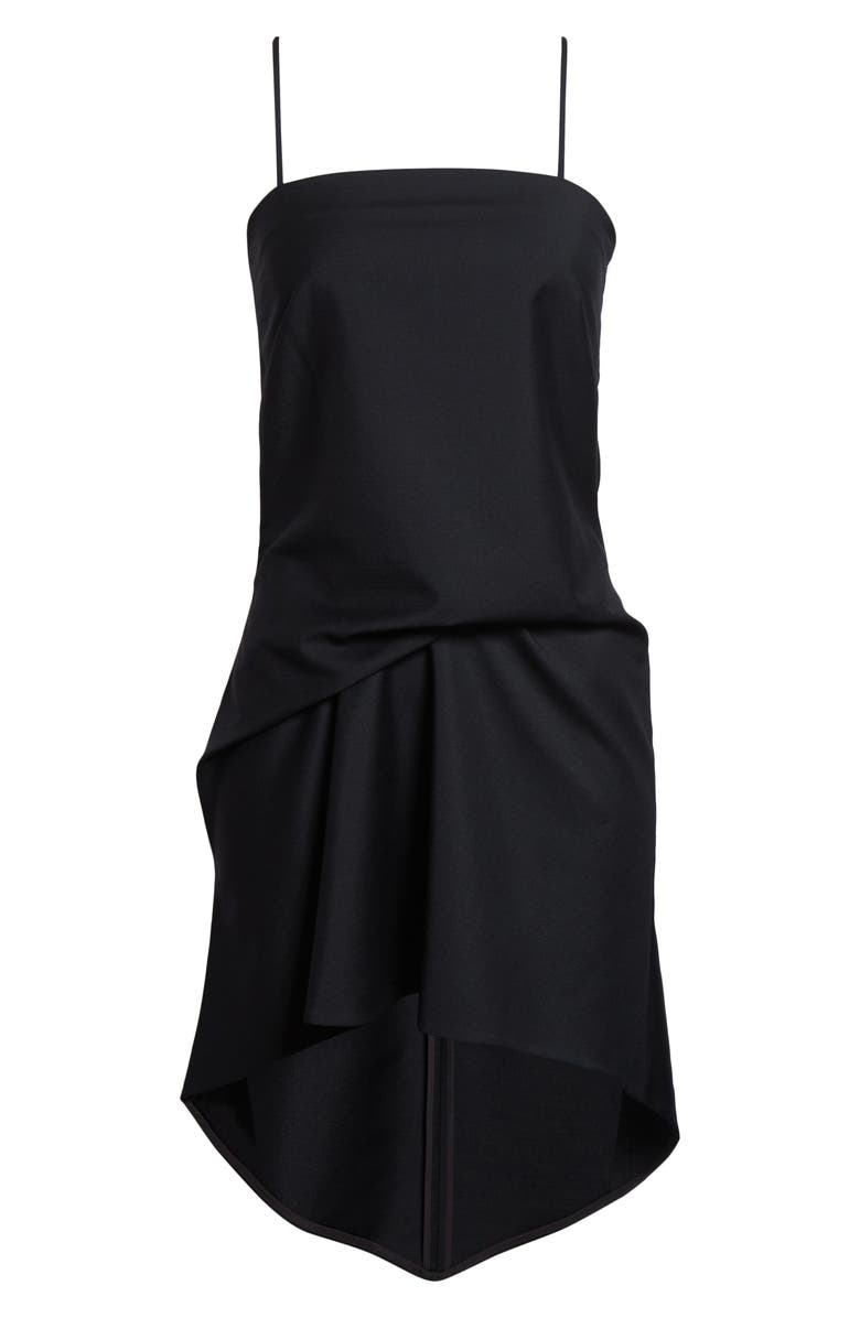 Alexander Wang Tucked Hem Wool & Mohair Asymmetric Minidress, Alternate, color, Black