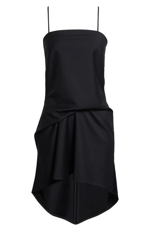 Alexander Wang Tucked Hem Wool & Mohair Asymmetric Minidress In Black