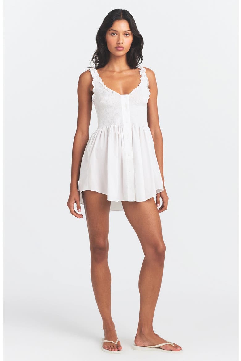 Poplin Apparel Smocked Minidress, Alternate, color, SNOW