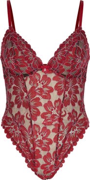 SAVAGE X FENTY Floral Corded Lace Underwire Teddy
