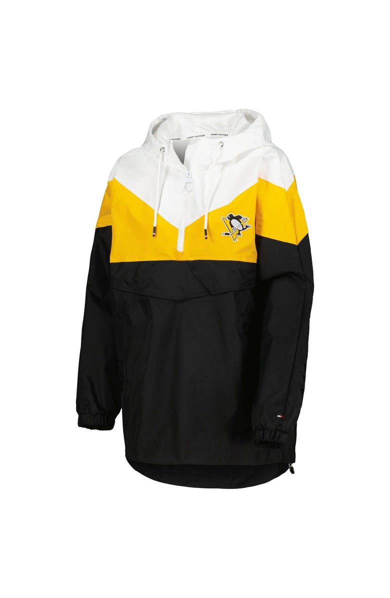 Tommy Hilfiger Women's Tommy Hilfiger Black/Gold Pittsburgh Penguins Staci Half-Zip Windbreaker Jacket, Alternate, color, Black