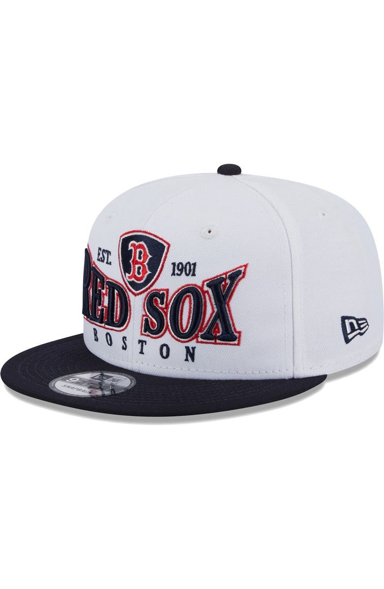 New Era Men's New Era White/Navy Boston Red Sox Crest 9FIFTY Snapback Hat, Main, color, 