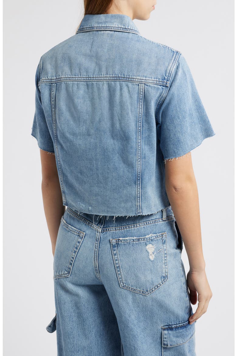 Short Sleeve Denim Jacket, Alternate, color, LIGHT WASH