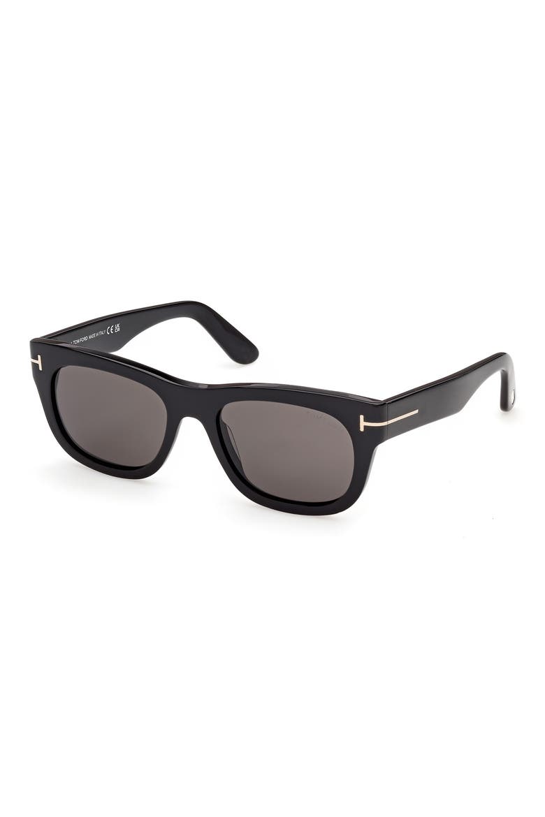 54mm Square Sunglasses, Alternate, color, SHINY BLACK / SMOKE
