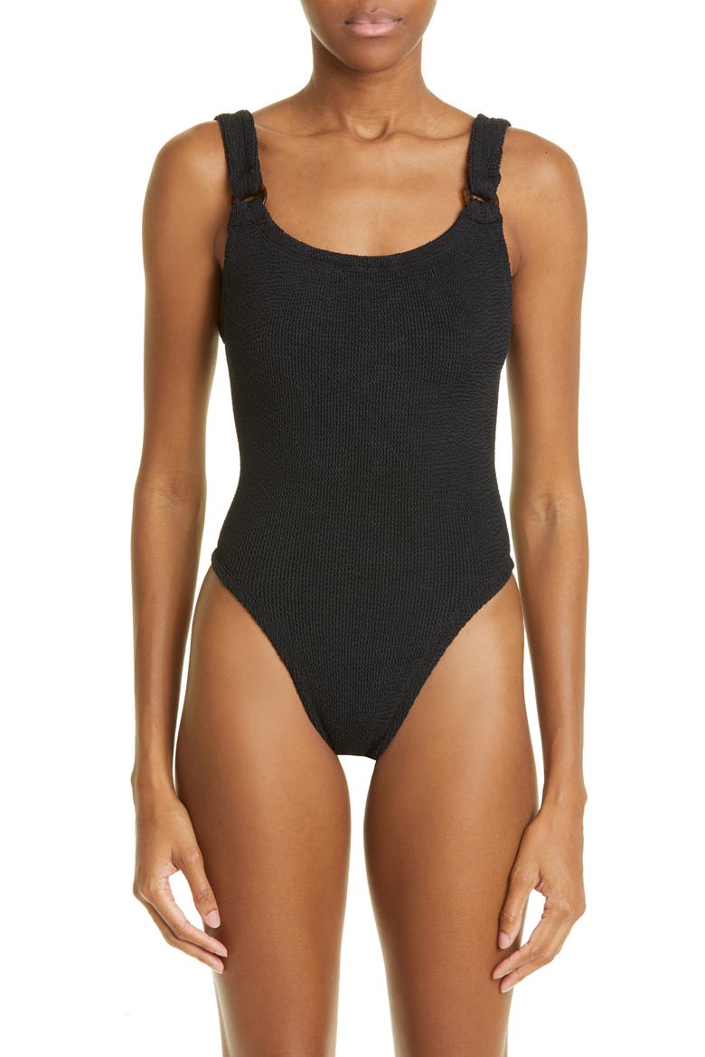 Domino One-Piece Swimsuit, Main, color, BLACK
