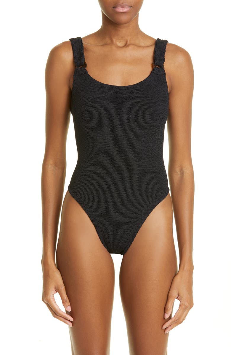 Hunza G Domino One-Piece Swimsuit, Main, color, Black