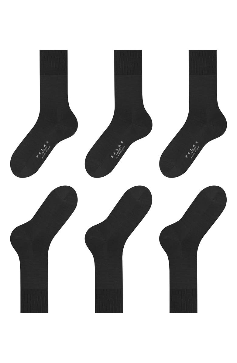 Falke Airport 3-Pack Dress Socks, Alternate, color, Black