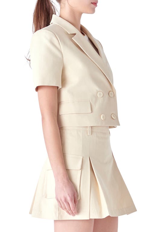 English Factory Short Sleeve Double Breasted Blazer In Beige