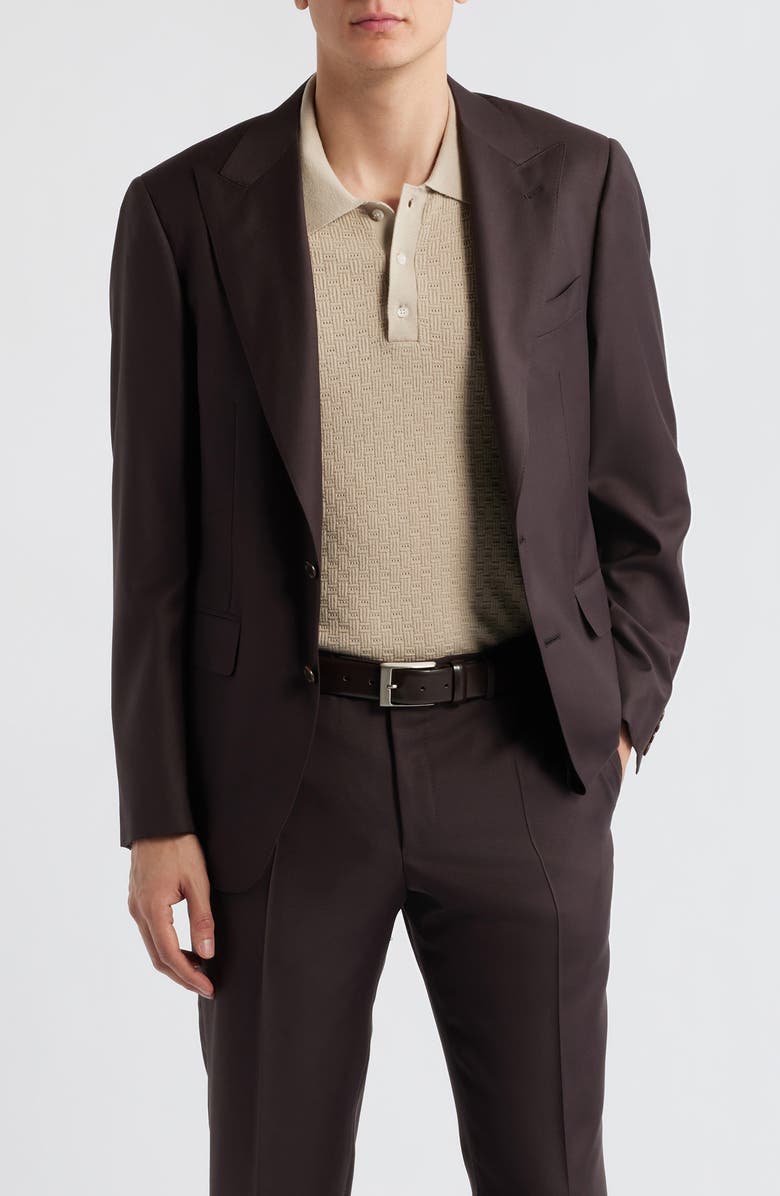 Canali Capri Trim Fit Dark Brown Super 130s Wool Peak Lapel Suit, Alternate, color, Dark Brown