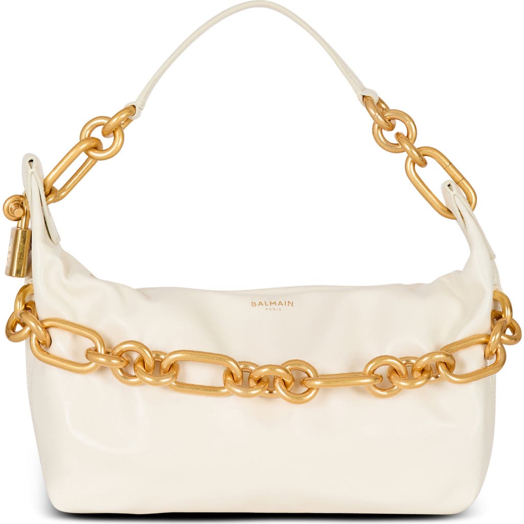 Balmain Medium Sync Bag In Calfskin Leather In White