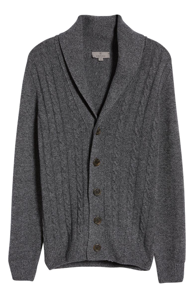 Canali Shawl Collar Cable Stitch Wool Cardigan, Alternate, color, 