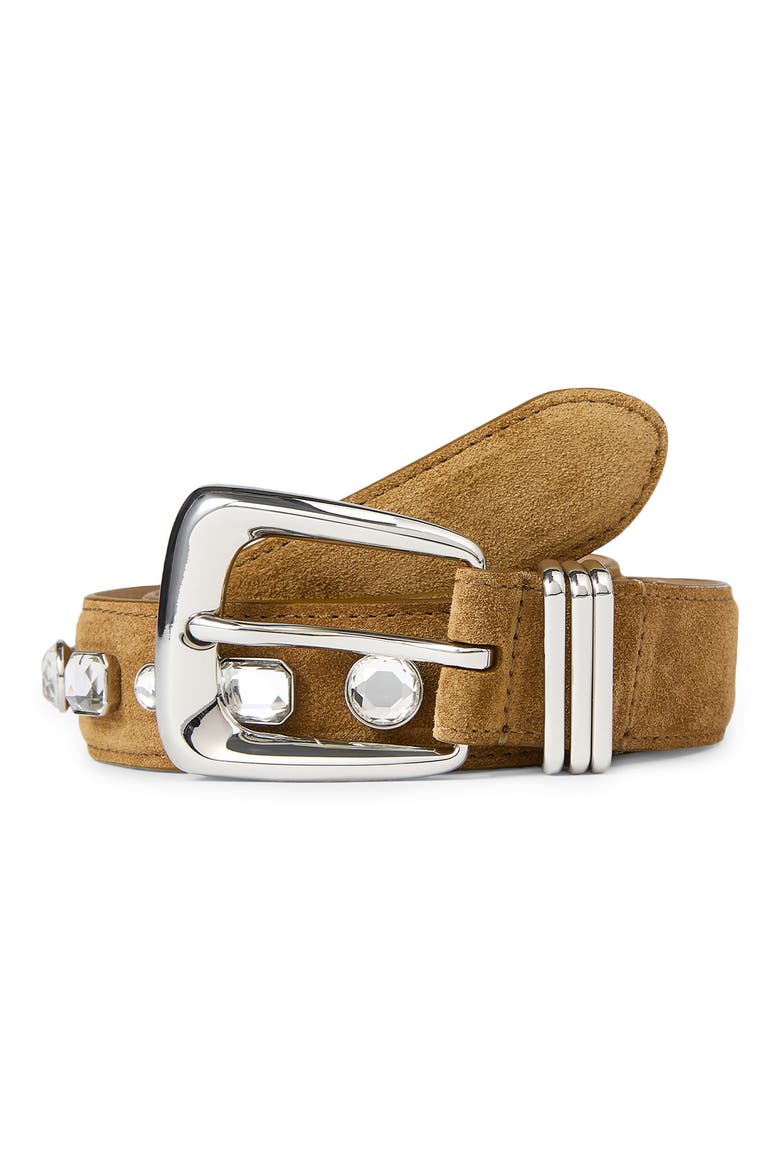 Crystal Arch Suede Belt, Alternate, color, ACORN