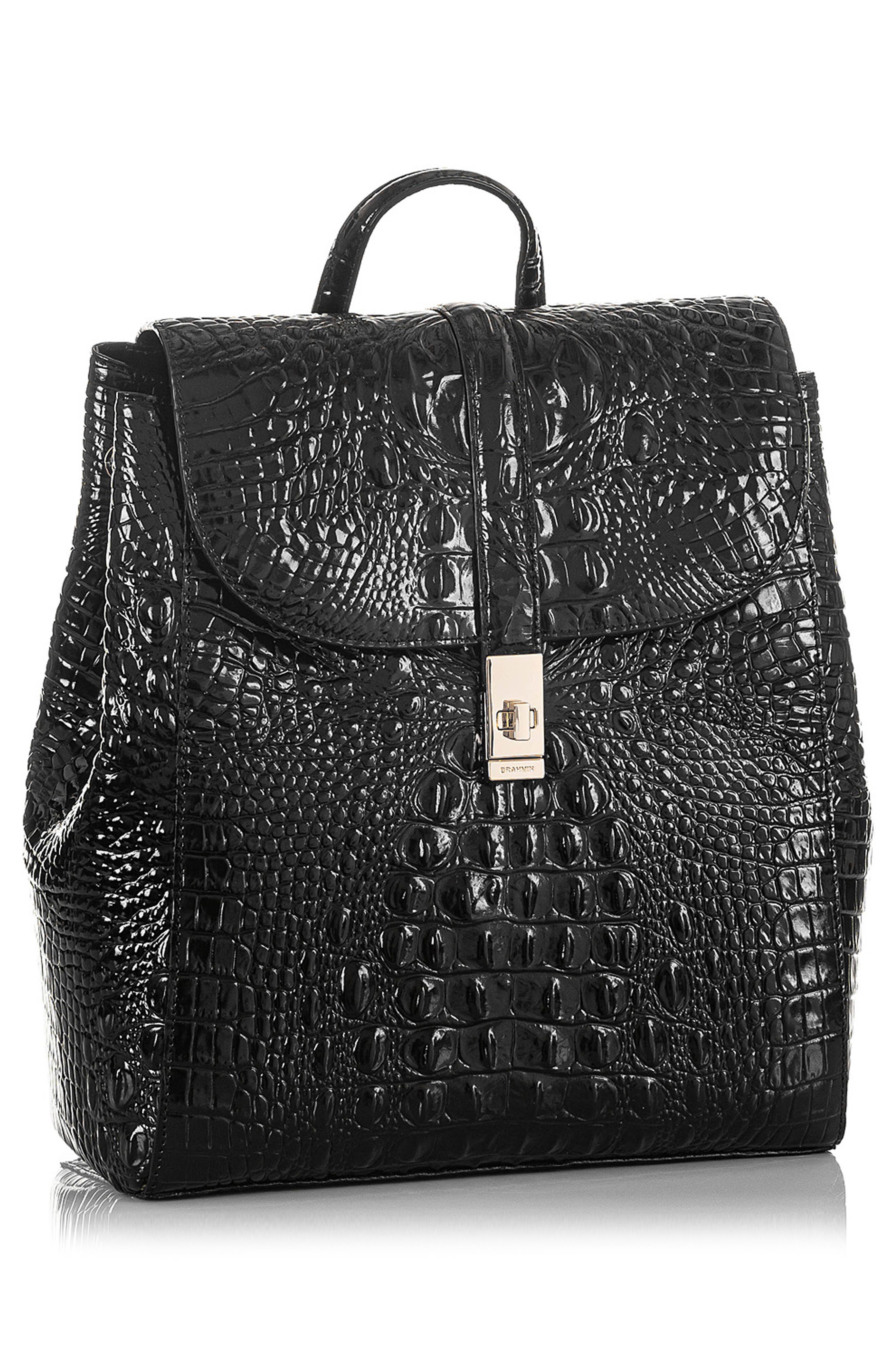 Brahmin Croc-Embossed Backpack with Pouch Brahmin Red Croc Embossed Leather Medium Backpack main image 3