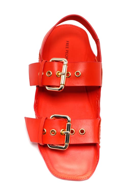 Free People Blossom Buckle Flat Sandal In Salsa Leather