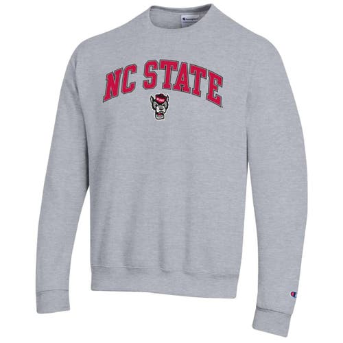Champion Heather Gray Nc State Wolfpack Arch Over Logo Pullover Sweatshirt