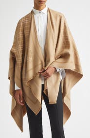 Burberry EKD & Check Jacquard Wool & Cashmere Cape