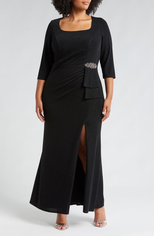 Alex Evenings Shimmer Square Neck Gown in Black 