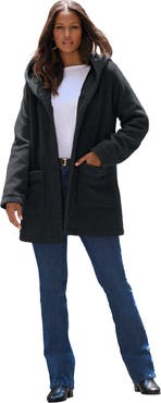 Roaman's Plus Size Hooded Teddy Fleece Coat