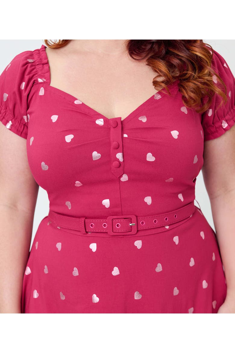 Plus Size Ohara Swing Dress, Alternate, color, Burgundy W/ Pink Hearts