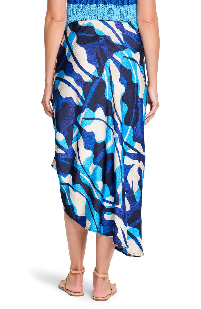NIC+ZOE Aqua Surf Asymmetric Side Ruched Skirt, Alternate, color, Blue Multi