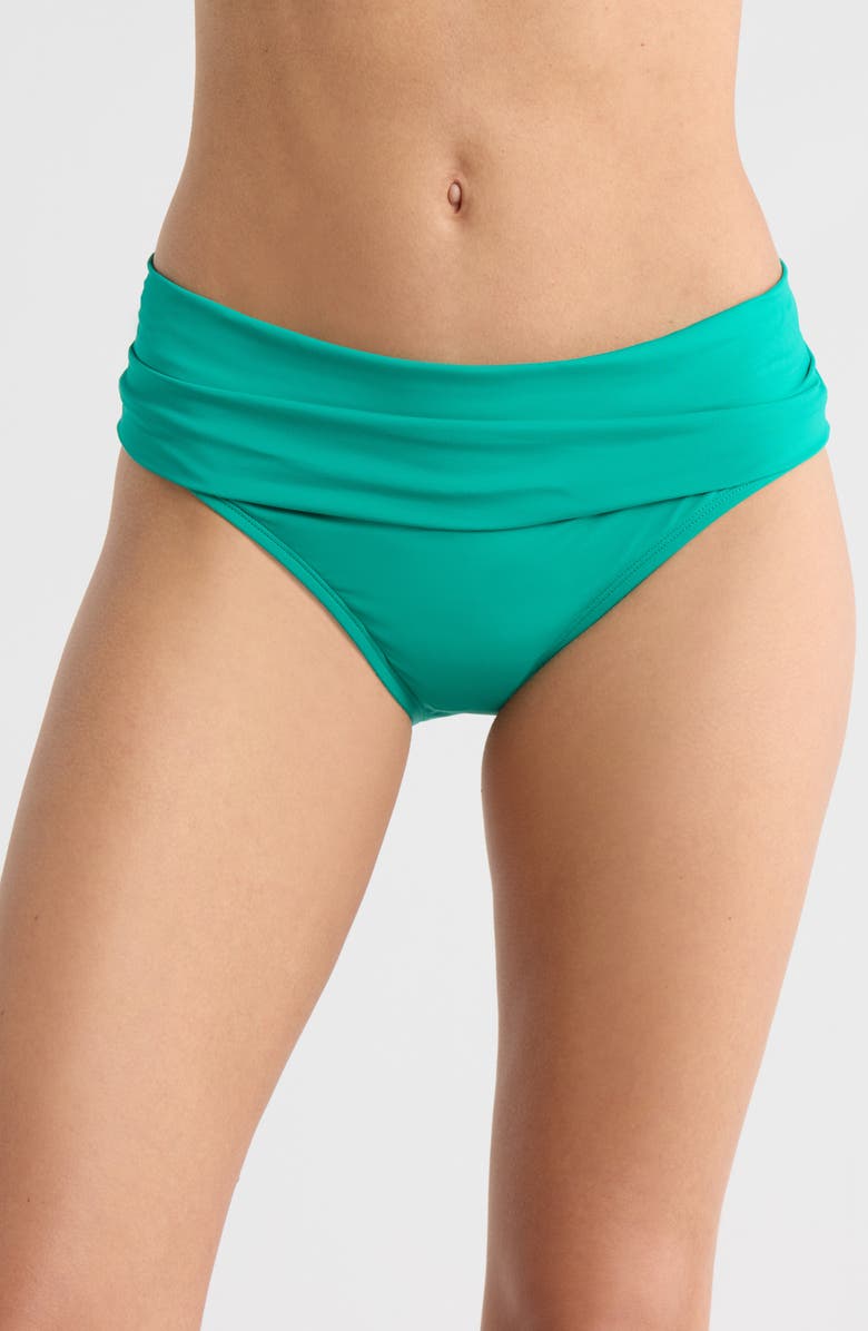 La Blanca Shirred Band Hipster Bikini Bottoms, Main, color, Emerald