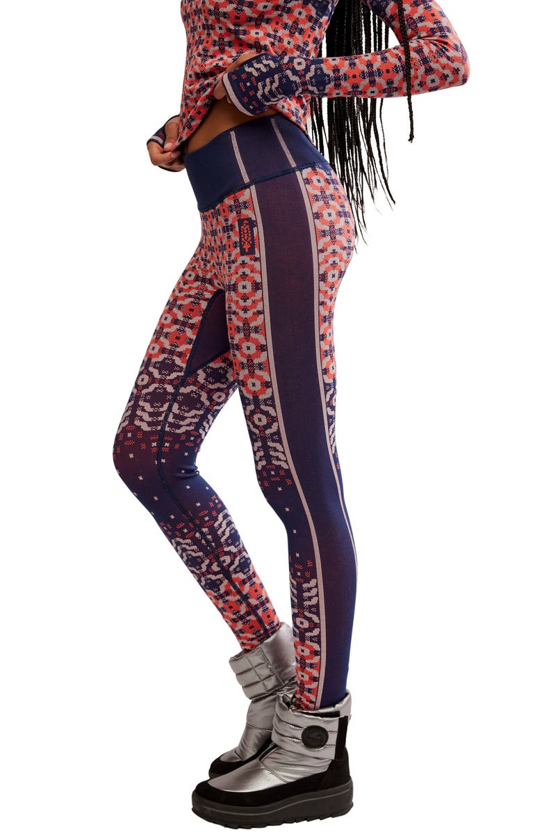 Free People FP Movement Myoko Jacquard Leggings, Alternate, color, Apres Navy Combo