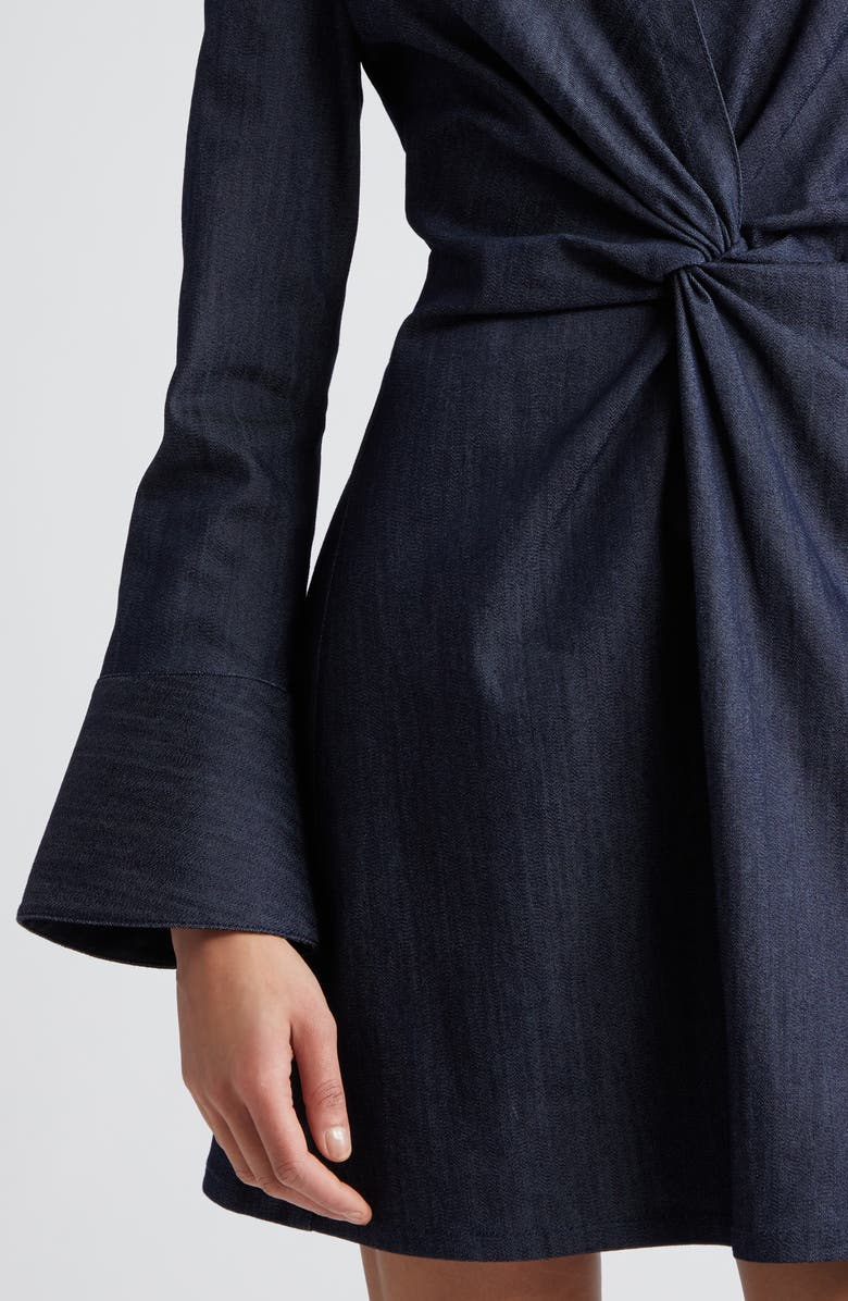 Cinq à Sept McKenna Twist Front Long Sleeve Denim Minidress, Alternate, color, Indigo