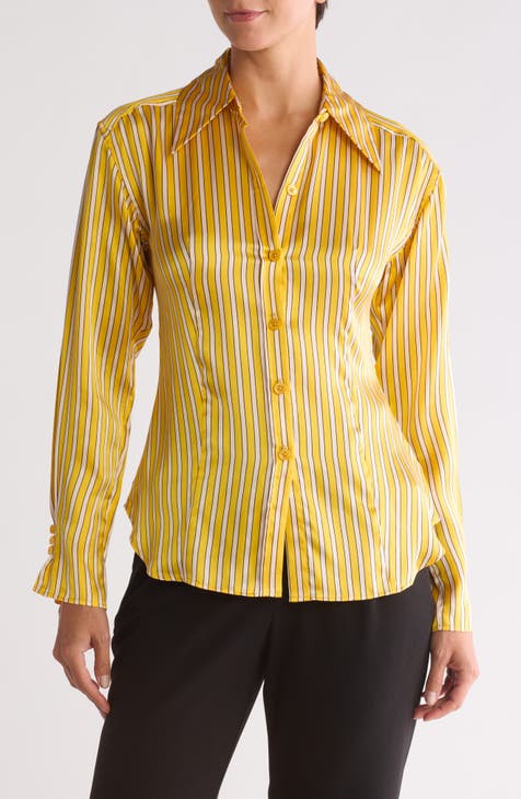 Bailey Stripe Silk Button-Up Shirt