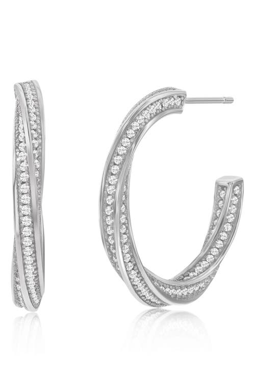 Suzy Levian Pavé Cubic Zirconia Twisted Hoop Earrings