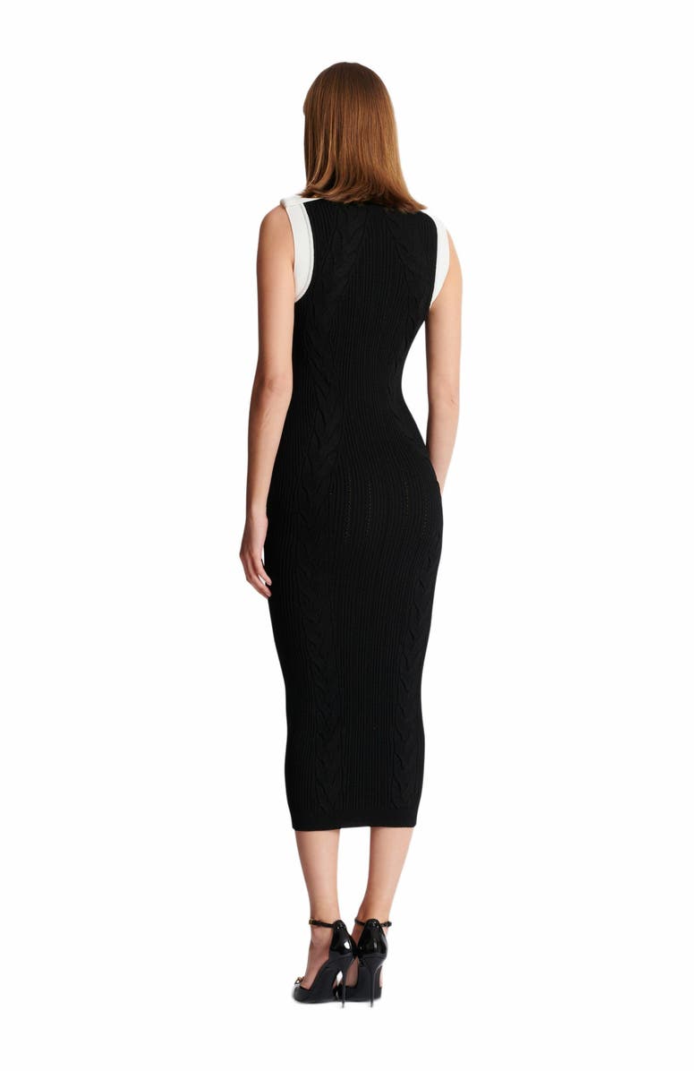 Balmain Long Two-Tone Cable-Knit Dress, Alternate, color, Black