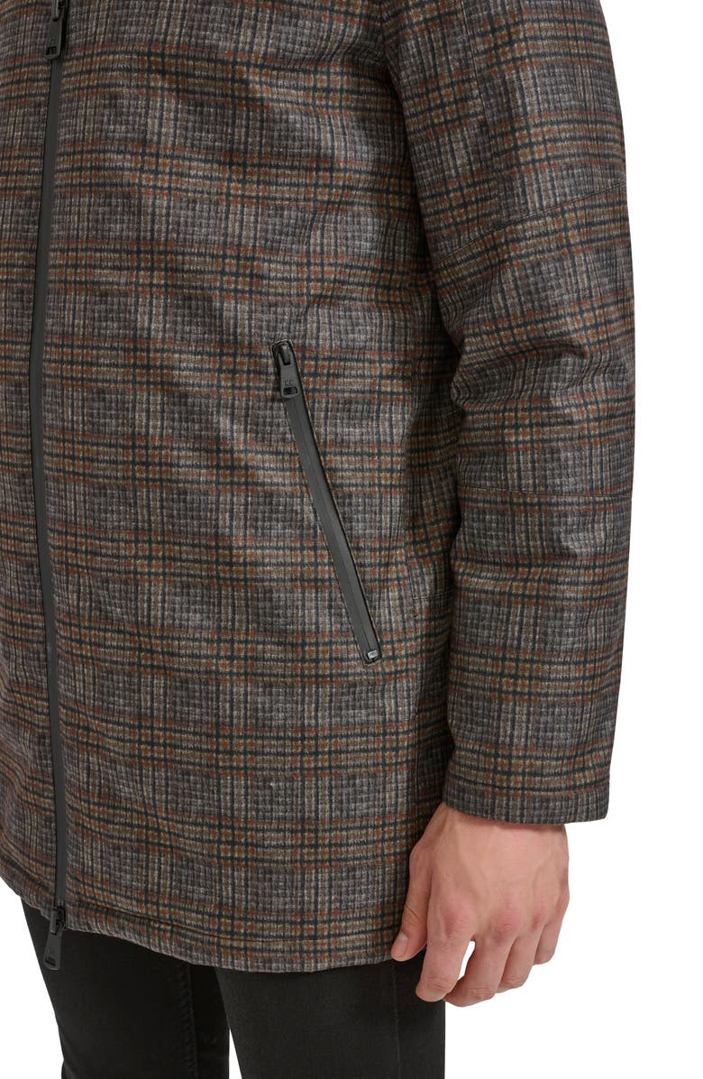 Kenneth Cole New York 925 Water Resistant Coat with Quilted Bib, Alternate, color, Grey Plaid