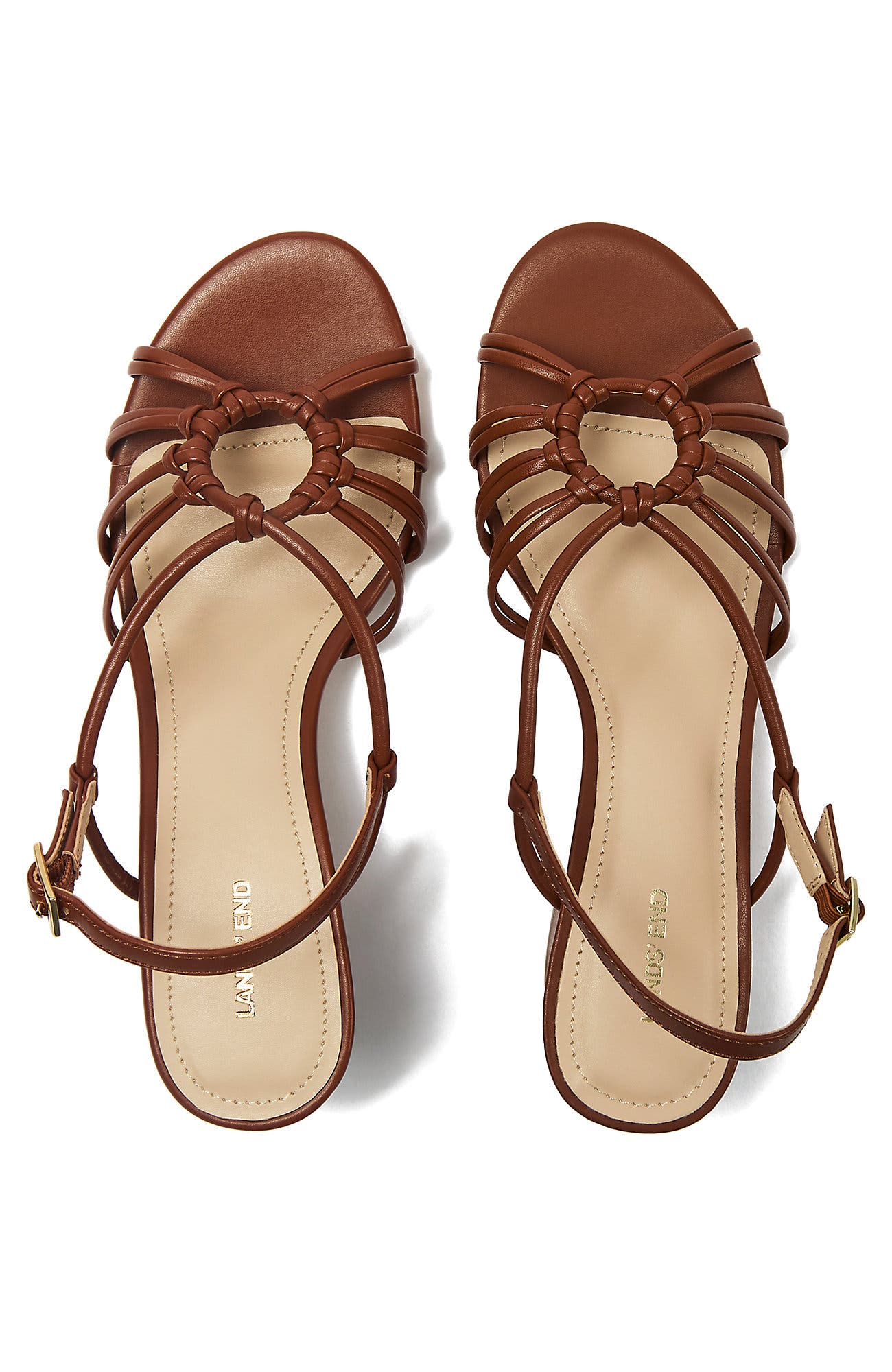 Pasadena Knotted Heel Sandals, Alternate, color, Cognac