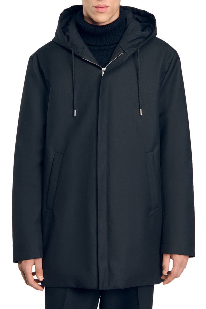 Hooded parka with zip, Alternate, color, Black