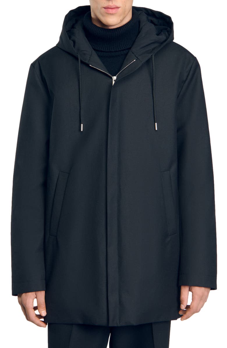 SANDRO Hooded parka with zip, Alternate, color, Black