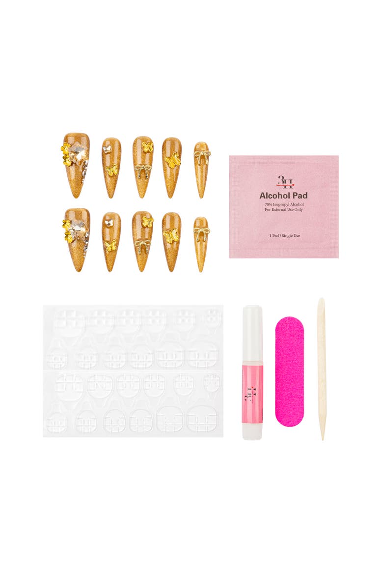 Gold Rush Luxury Handmade Press On Nails, Alternate, color, golden amber