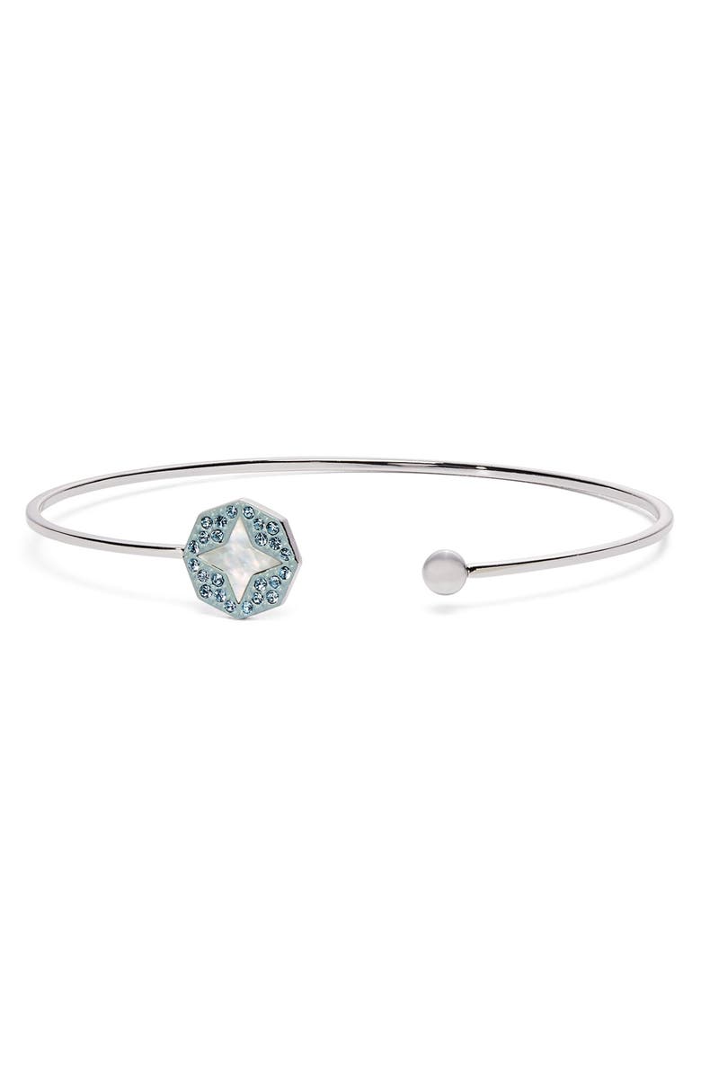 Tory Burch Forget Me Not Open Cuff Bracelet, Main, color, Tory Silver